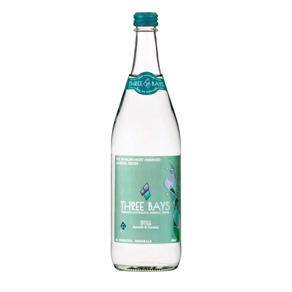 Three Bays still mineral water glass bottle 750ml Australia